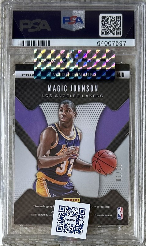 2019 PANINI PRIZM SS GOLD SHIMMER AUTO /10 MAGIC JOHNSON PSA 9 view 2