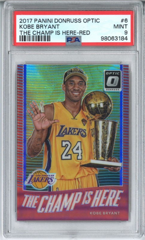 PSA 9 KOBE BRYANT 2017 DONRUSS OPTIC THE CHAMP IS HERE RED #35/99 HOLO PRIZM #6
