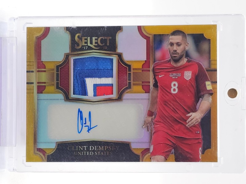 CLINT DEMPSEY 2017-18 SELECT SOCCER PRIZM GOLD PATCH AUTO 1/10 Q0M-625
