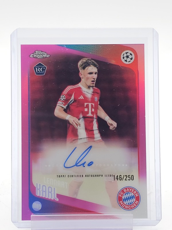 LENNART KARL 2025-26 TOPPS CHROME UEFA ROOKIE AUTO PINK /250 #CA-LK Q5332