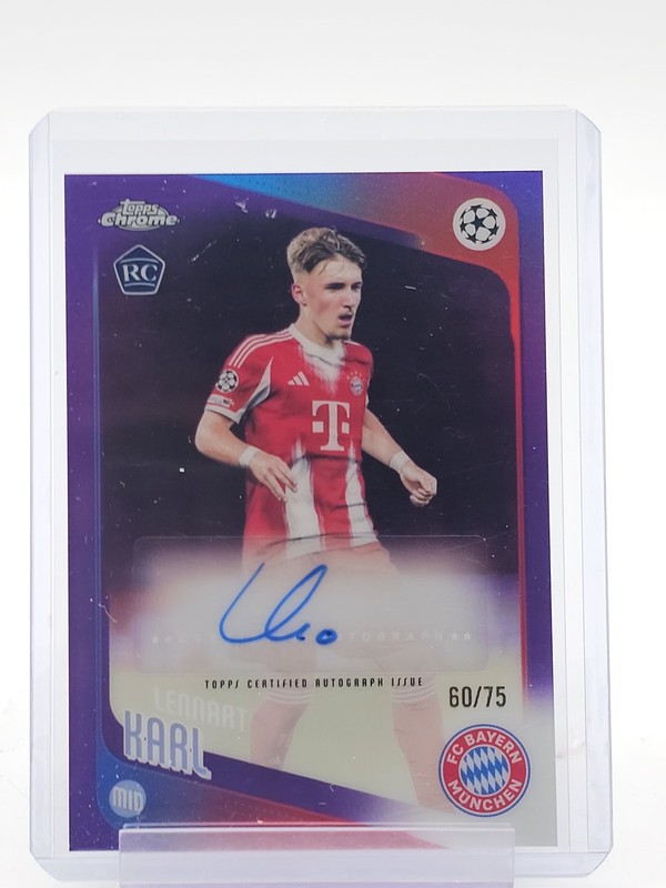 LENNART KARL 2025-26 TOPPS CHROME UEFA ROOKIE AUTO PURPLE /75 #CA-LK Q5332