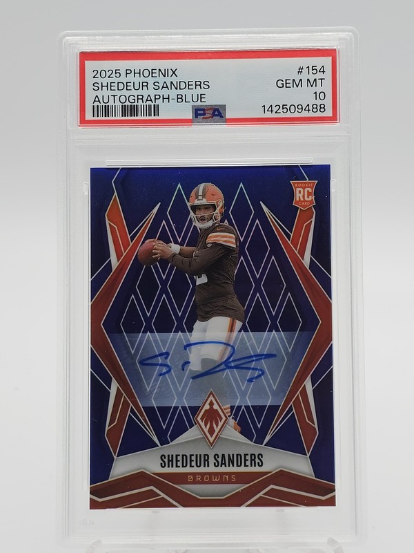 SHEDEUR SANDERS 2025 PHOENIX BLUE ROOKIE AUTO /49 #154 BROWNS PSA 10 Q4860