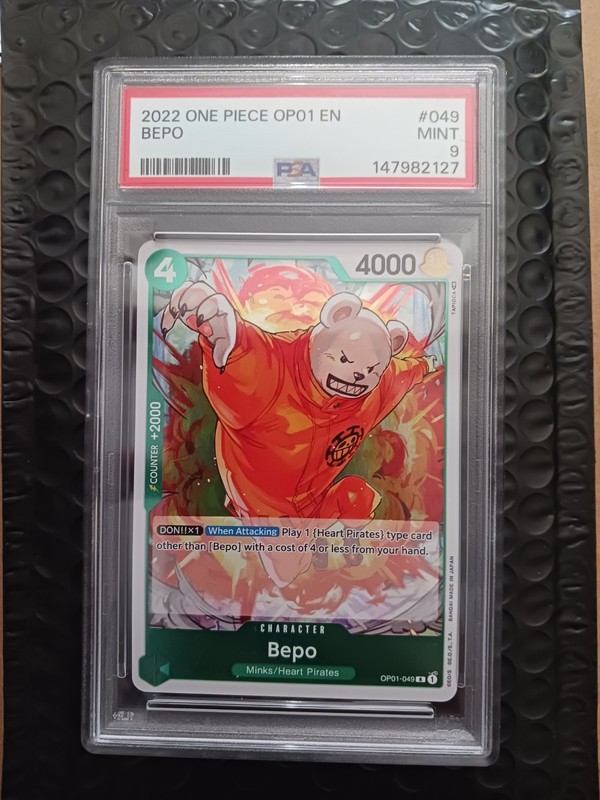 One Piece Card Game TCG Bepo OP01-049 R PSA 9 Pre-Errata 