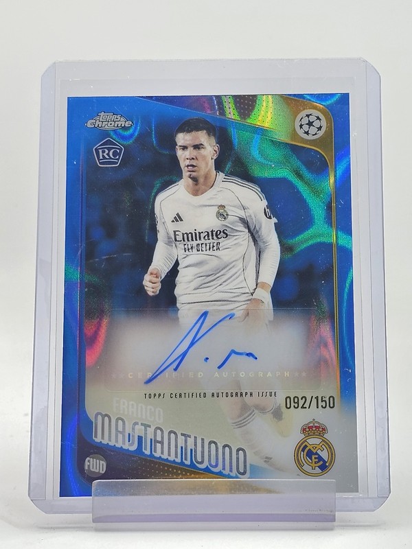 FRANCO MASTANTUONO 2025-26 TOPPS CHROME UEFA ROOKIE AUTO BLUE LAVA /150 Q5332