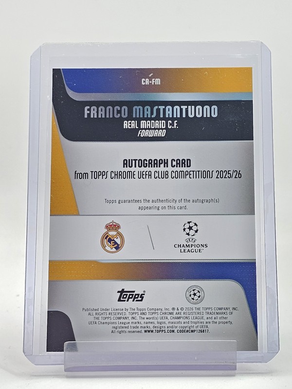 FRANCO MASTANTUONO 2025-26 TOPPS CHROME UEFA ROOKIE AUTO BLUE LAVA /150 Q5332 view 2
