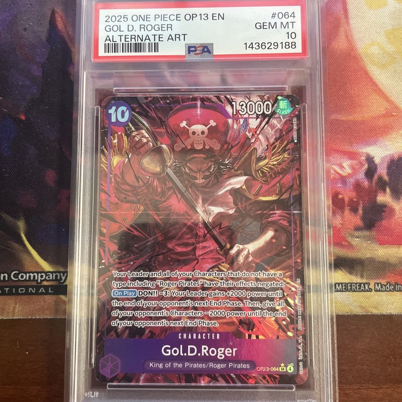 PSA 10 GEM MT 2025 One PIece OP13 EN Gol D. Roger Alternate Art #064