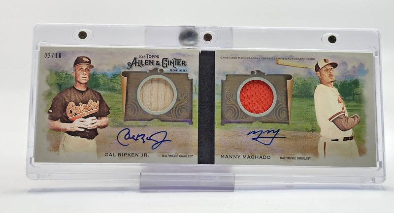 RIPKEN JR / MACHADO 2018 ALLEN & GINTER DUAL AUTO WORN PATCH BOOK /10 Q5299