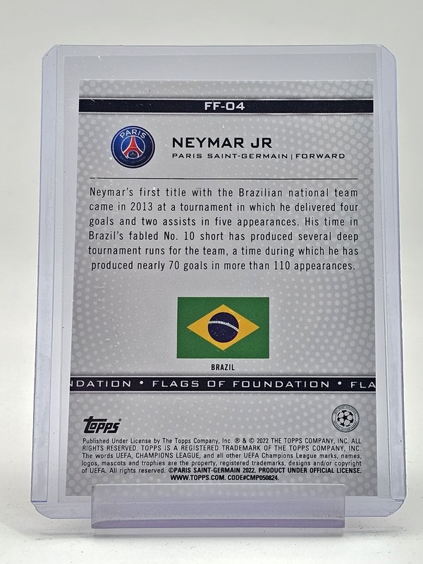 NEYMAR JR 2021-22 TOPPS UEFA CHAMPIONS LEAGUE FLAGS OF FOUNDATION Q0757 view 2