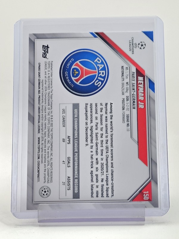 NEYMAR JR 2021-22 TOPPS UEFA CHAMPIONS LEAGUE STARBALL FOIL #150 PSG Q0757 view 2