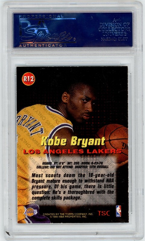1996 Stadium Club KOBE BRYANT Rookies 1 Members Only LAKERS HoF PSA 8 NM-MT K322 view 2