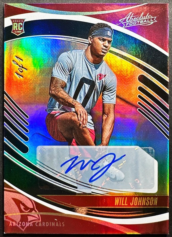 2025 Absolute Will Johnson Rookie Black Foil Parallel Auto Autograph 1/1 RC SP view 1