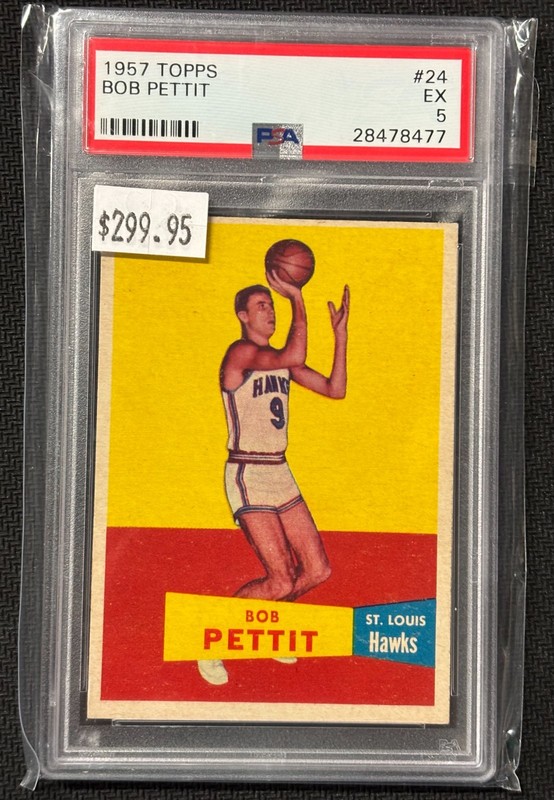 1957 Topps PSA 5 Bob Pettit NBA VINTAGE #24 St. Louis Hawks