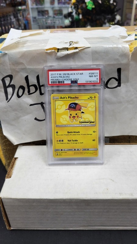 2017 ASH'S PIKACHU I CHOOSE YOU! BLACK STAR PROMO POKEMON TCG PSA 8 #SM111