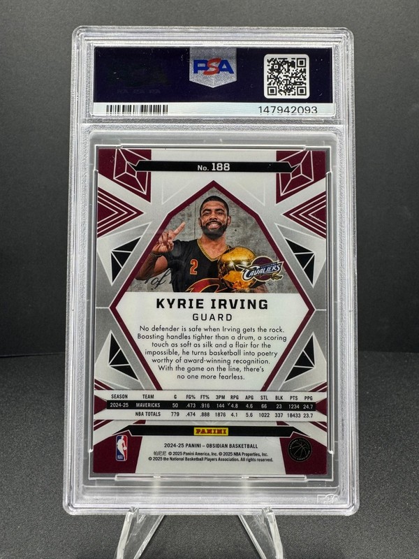 2024-25 Obsidian Kyrie Irving Champ Trophy Ashen Flood 1/1 PSA 9 Cavs One of One view 2