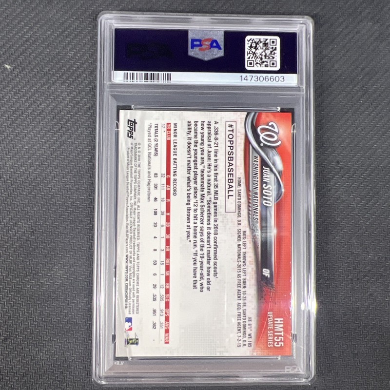 2018 Topps Chrome Update  Juan Soto #HMT55  - PSA 9 view 2