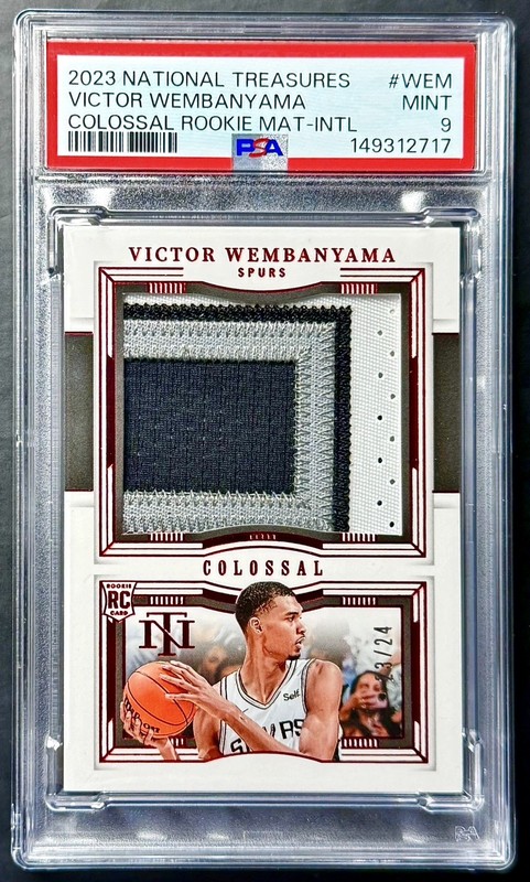 2023-24 National Treasures VICTOR WEMBANYAMA #23/24 Colossal Rookie Patch PSA 9