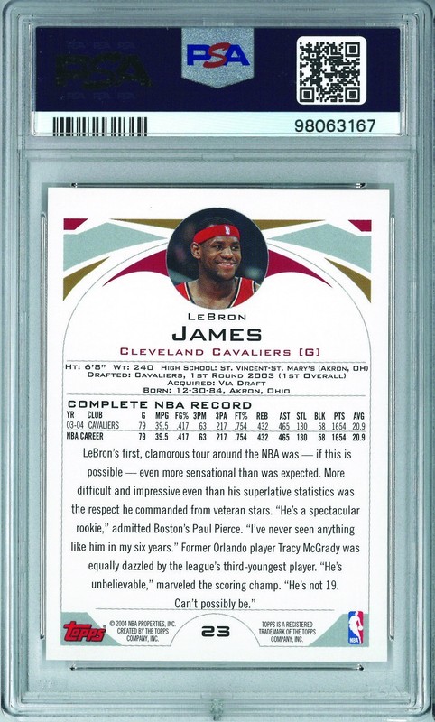 PSA 10 LEBRON JAMES 2004-05 TOPPS #23 GEM MINT 2ND YEAR CLEVELAND CAVALIERS view 2