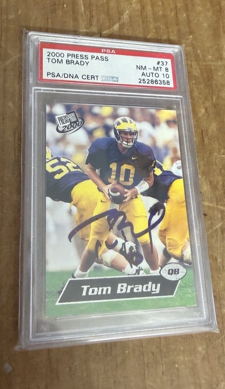 2000 Press Pass Tom Brady RC  #37 PSA 8 Auto10 OnCard Signed Michigan Rookie Era