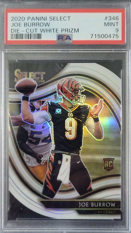 2020 Panini Select Joe Burrow Field Level White Die-Cut Prizms #346 Psa 9