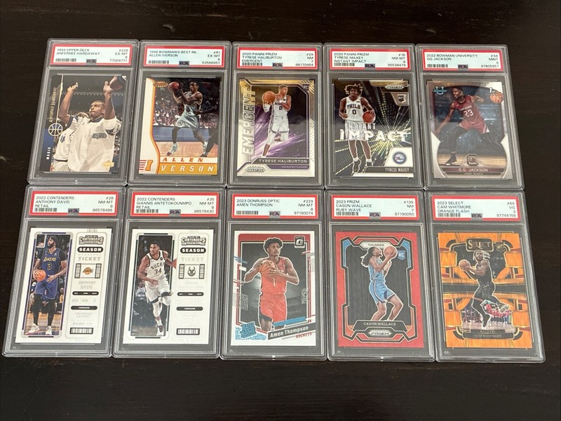 LOT OF 10 PSA GRADED BASKETBALL STARS HARDAWAY IVERSON GIANNIS FREE SHIPPING!!!