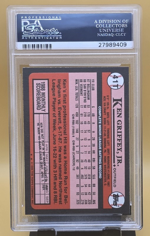 1989 Topps Traded Ken Griffey Jr. Rookie RC #41T PSA 10 GEM MINT Mariners view 2