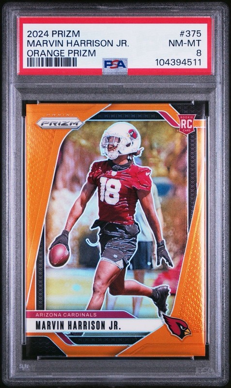 2024 Panini Prizm Marvin Harrison Jr. RC Orange Rookie #/249 Cardinals PSA 8