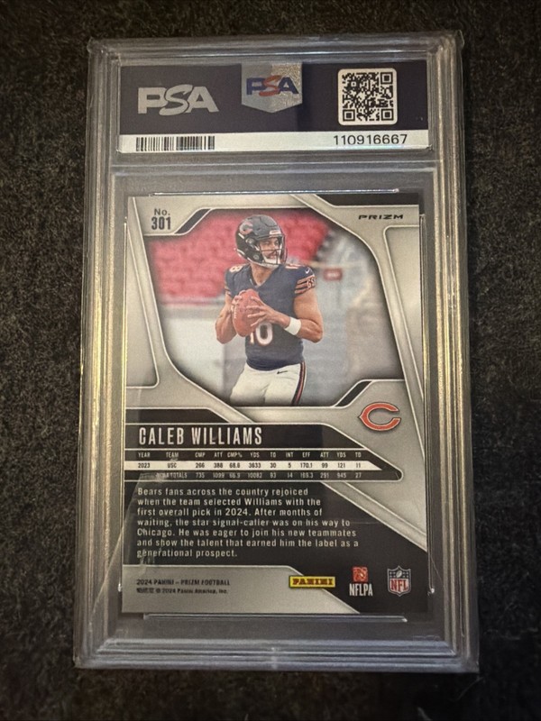 2024 Panini Prizm - Rookies Caleb Williams #301 Lazer Prizm (RC) PSA 9 view 2