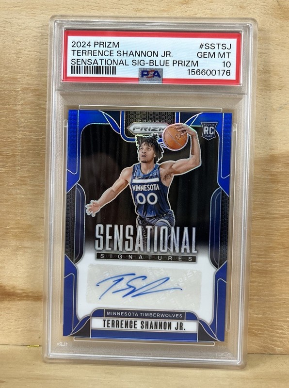 2024-25 Prizm Terrence Shannon Jr Blue Choice Auto /49 PSA 10 Timberwolves