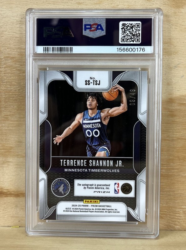 2024-25 Prizm Terrence Shannon Jr Blue Choice Auto /49 PSA 10 Timberwolves view 2