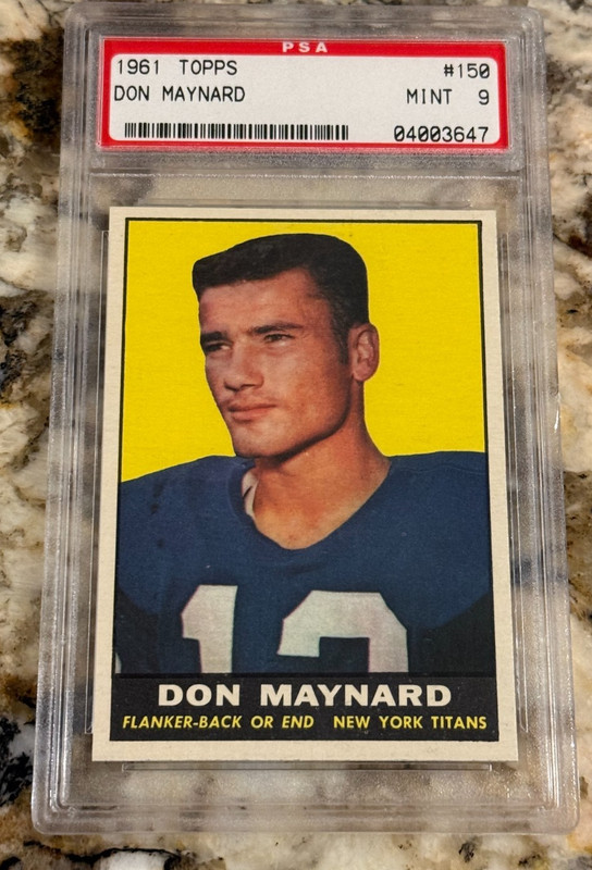 1961 Topps Football #150 Don Maynard Rookie RC PSA 9 Mint Centered HOF NY JETS