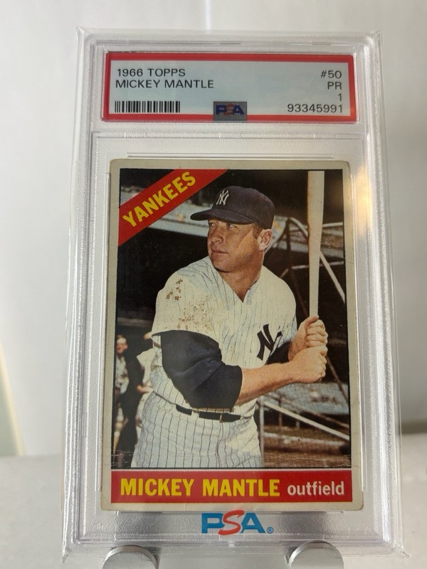 Mickey Mantle 1966 Topps #50 NY Yankees Vintage PSA 1 PR Nice Look
