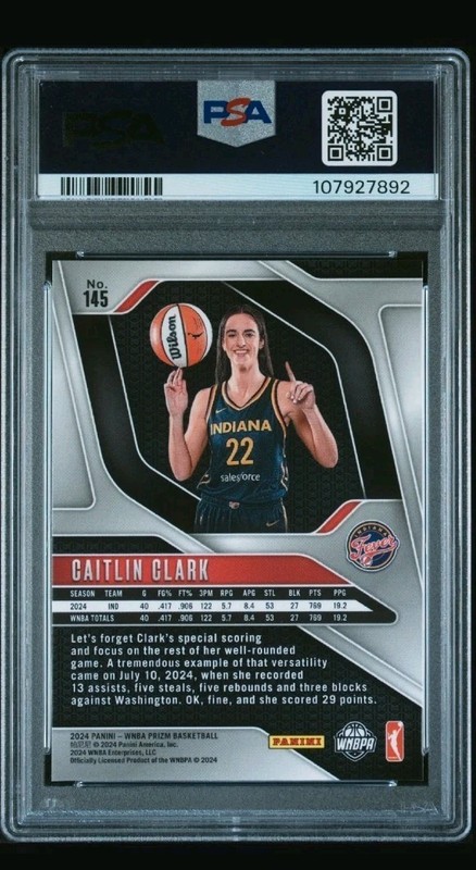 2024 Prizm WNBA  CAITLIN CLARK PSA 8  #145  ROOKIE 20A view 2