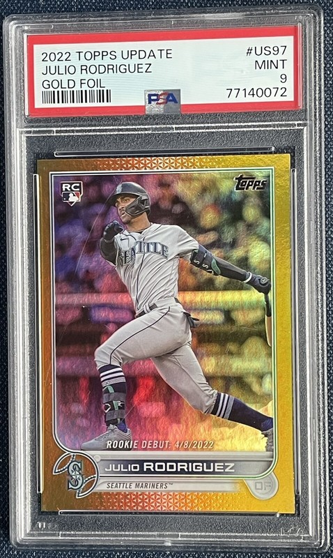 💎Julio Rodriguez 2022 Topps Update US97 GOLD FOIL PSA 9 Rookie Card RC ROY💎 view 1