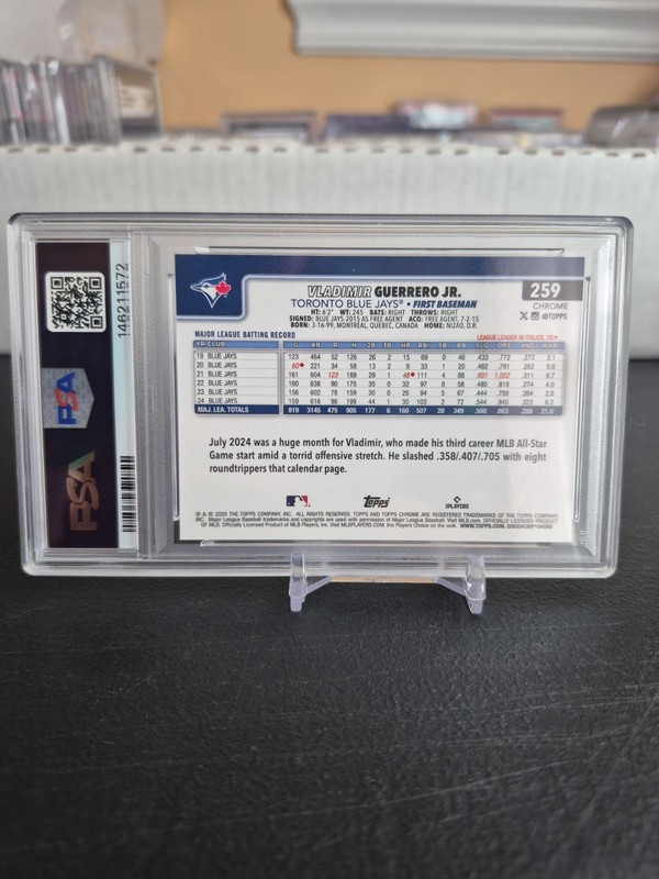 Topps Sapphire 2025 Vladimir Guerrero Jr. Variation #259 PSA 9 Blue Jays view 2