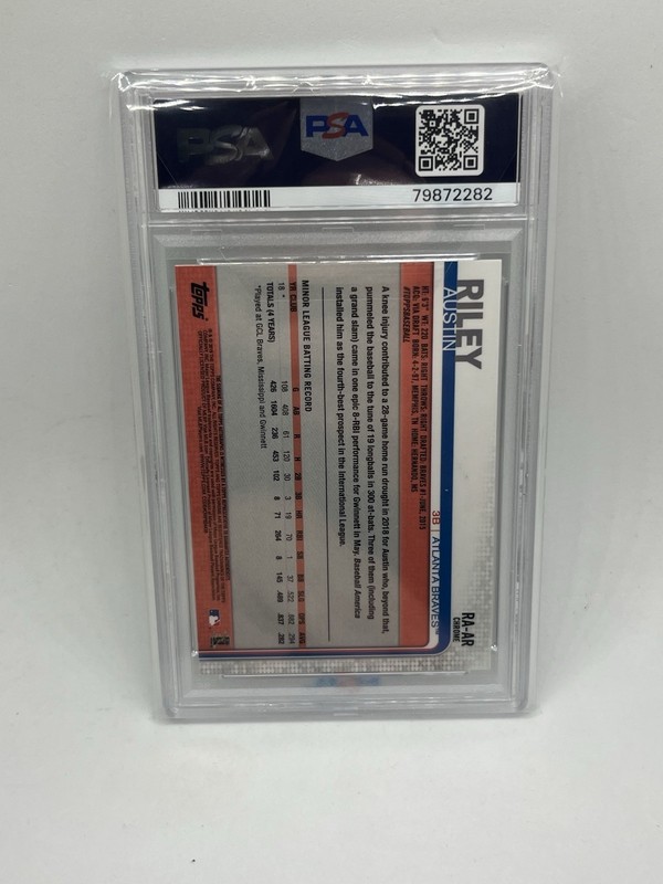 Austin Riley Auto 2019 Topps Chrome - Rookie Autographs Atlanta Braves - PSA 9 view 2