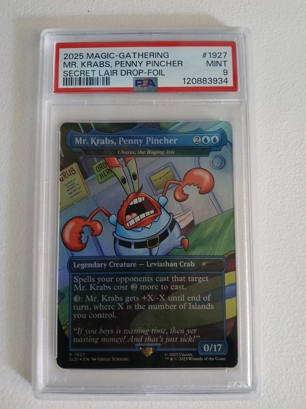 2025 MAGIC THE GATHERING SPONGEBOB SECRET LAIR DROP FOIL PSA 9 MINT MR KRABS MTG