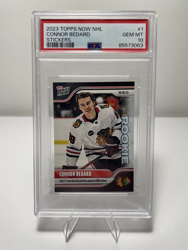 2023 Topps Now NHL Hockey Stickers #1 Connor Bedard (RC) PSA 10 - Blackhawks