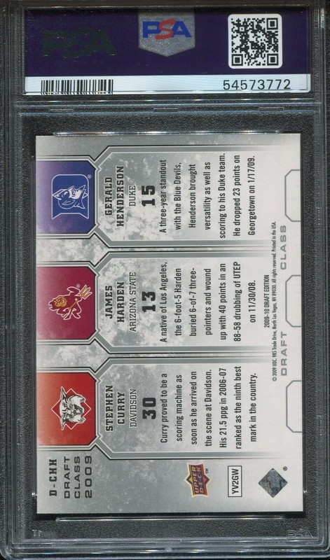 2009 Upper Deck Draft Edition Stephen Curry James Harden Rookie psa 9 Mint view 2