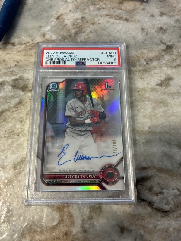 Elly De La Cruz 2022 Bowman Chrome Refractor PSA 9 Rookie Auto /499