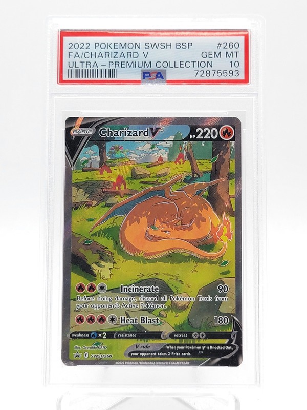 CHARIZARD V 2022 POKEMON SWSH BSP #SWSH260 FULL ART UPC PSA 10 Q0895