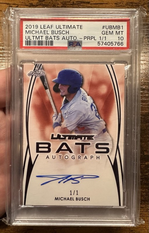 2019 MICHAEL BUSCH Leaf BATS PRPL Auto 1/1 One Of One RC PSA 10 Chicago Cubs RC