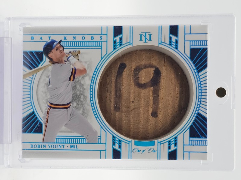 ROBIN YOUNT 2024 NATIONAL TREASURES BAT KNOB GAME USED PLATINUM 1/1 #BK-RY Q3403