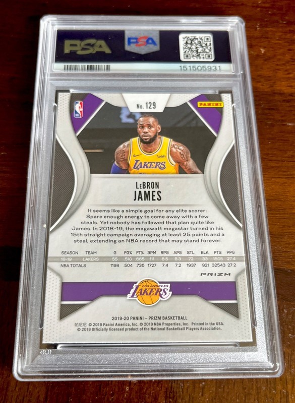 LeBron James 2019-20 Panini Prizm Pink Ice PSA 10 GEM MT Los Angeles Lakers view 2