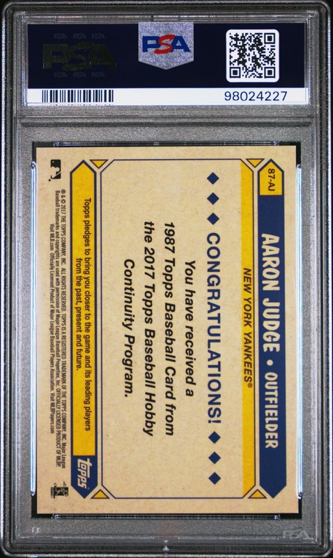 2017 Topps Silver Pack 1987 Design Chrome  Aaron Judge #87 PSA 9 Rookie  view 2