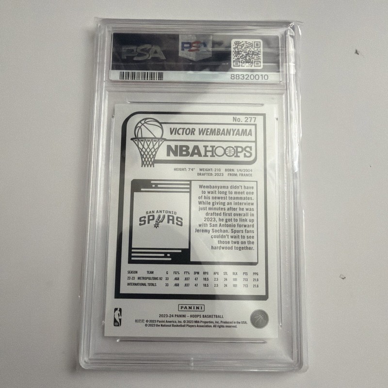 2023 PANINI NBA HOOPS WINTER #277 VICTOR WEMBANYAMA PSA 10 view 2