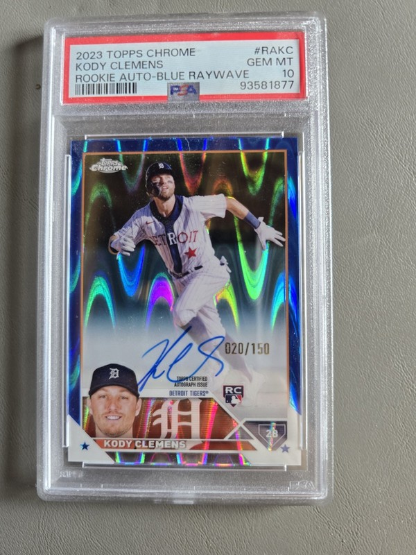 2023 Topps Chrome Kody Clemens Blue Raywave Refractor Auto RC /150 PSA 10
