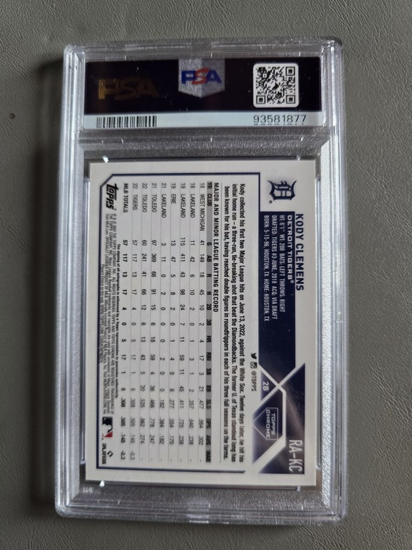 2023 Topps Chrome Kody Clemens Blue Raywave Refractor Auto RC /150 PSA 10 view 2