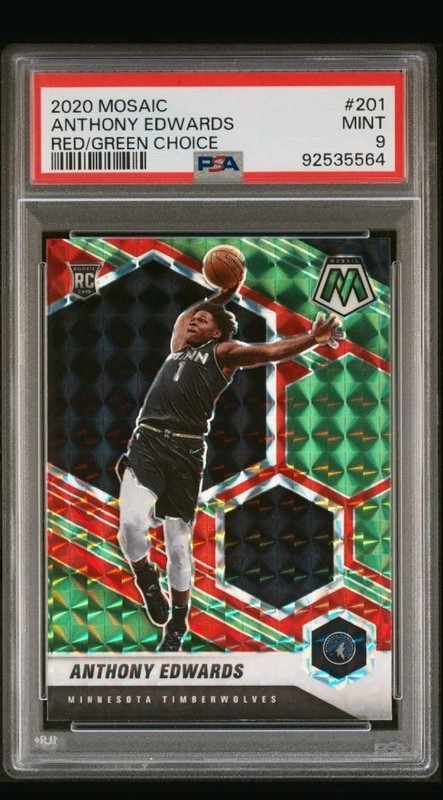 2020-21 Panini Mosaic Anthony Edwards Red Green Choice SP #201 PSA 9