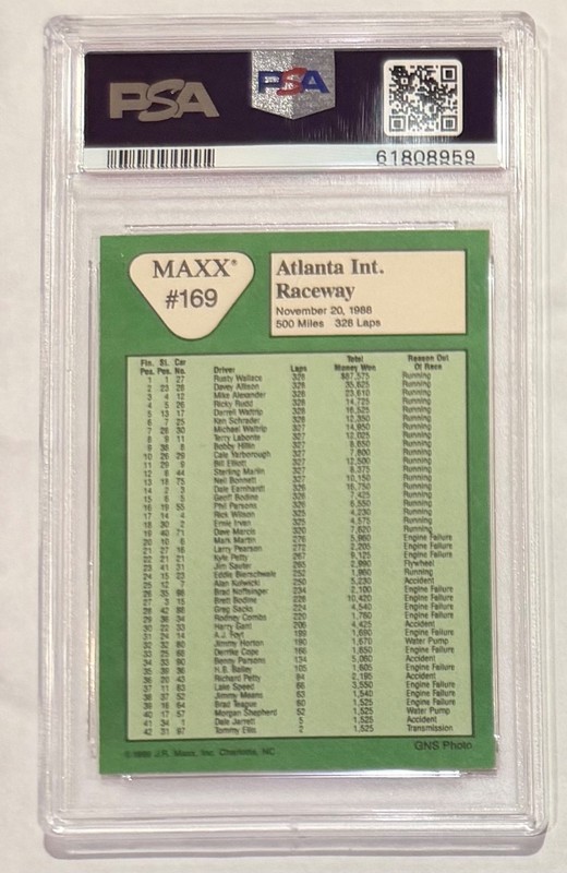 RUSTY WALLACE 1989 MAXX RACING CARD #169 PSA 10 gem NASCAR GRADED view 2