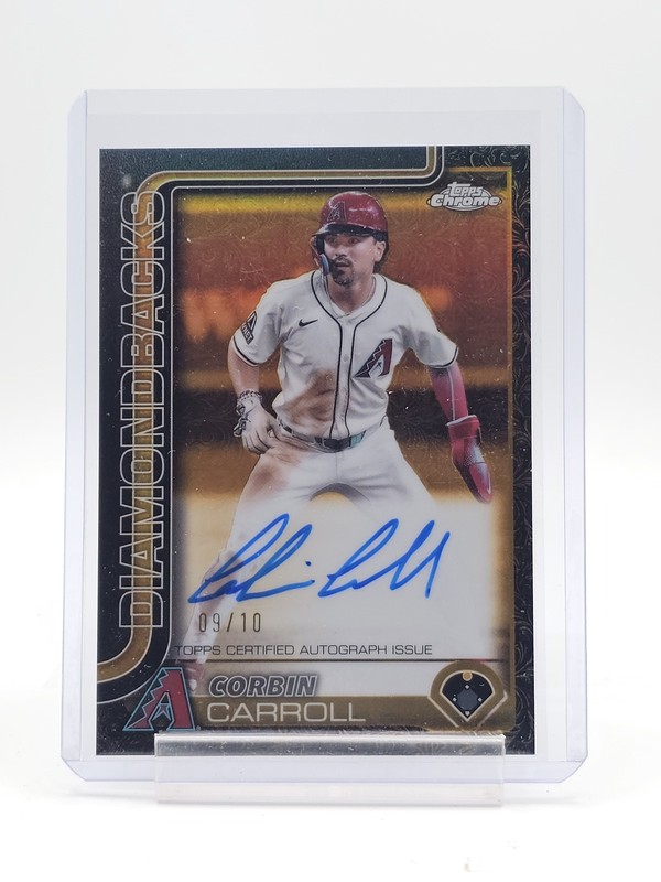 CORBIN CARROLL 2025 TOPPS CHROME GILDED BLAKC GOLD AUTO /10 #CGA-CC Q3562